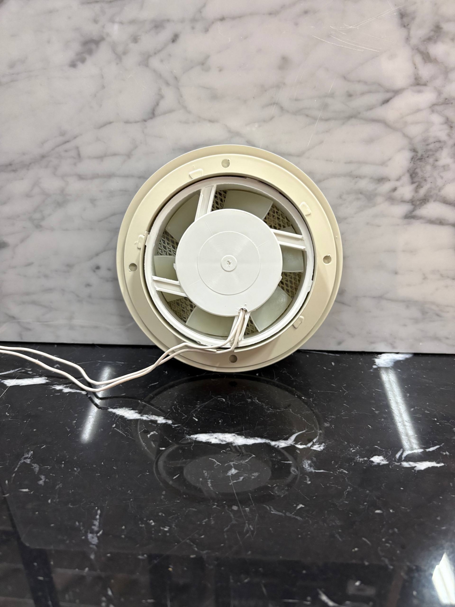 Диффузор на магнитах с вентилятором ТД100 бежевый RAL1013 цветочный орнамент 100 мм