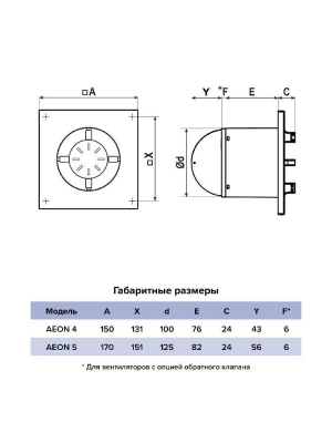 Вентилятор накладной AEON D100 обр.клапан DICITI
